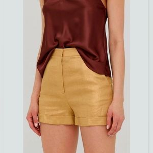 J. Crew Drapey short in Gold Satin faced - Linen